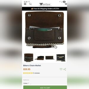 Bikers Chain Wallet made of Genuine Leather, Brown